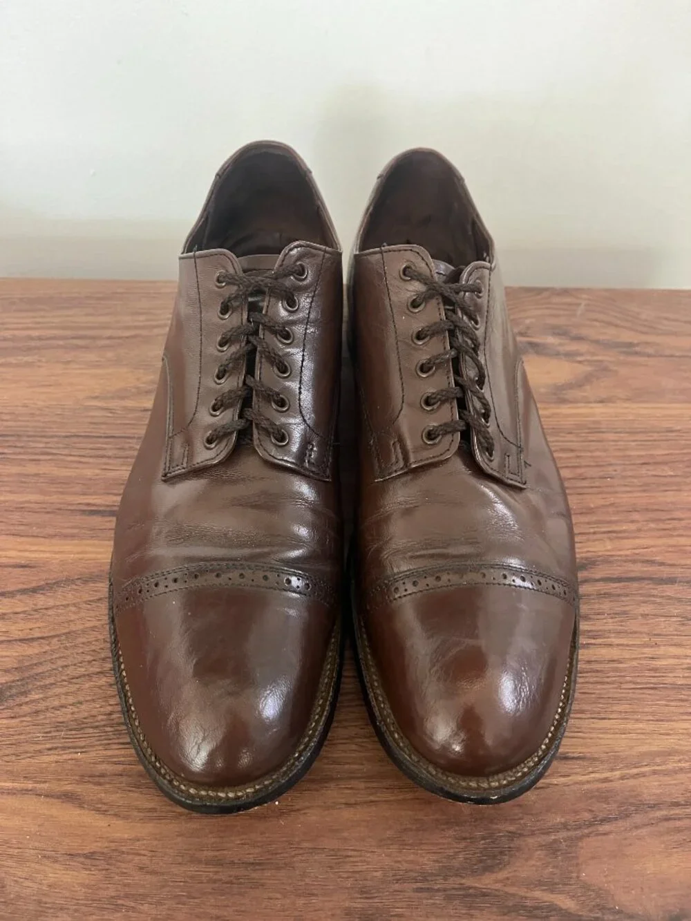 VTG Stacy Adams Men's 10D Brown Leather Oxford Lace Up Professional Work Dapper